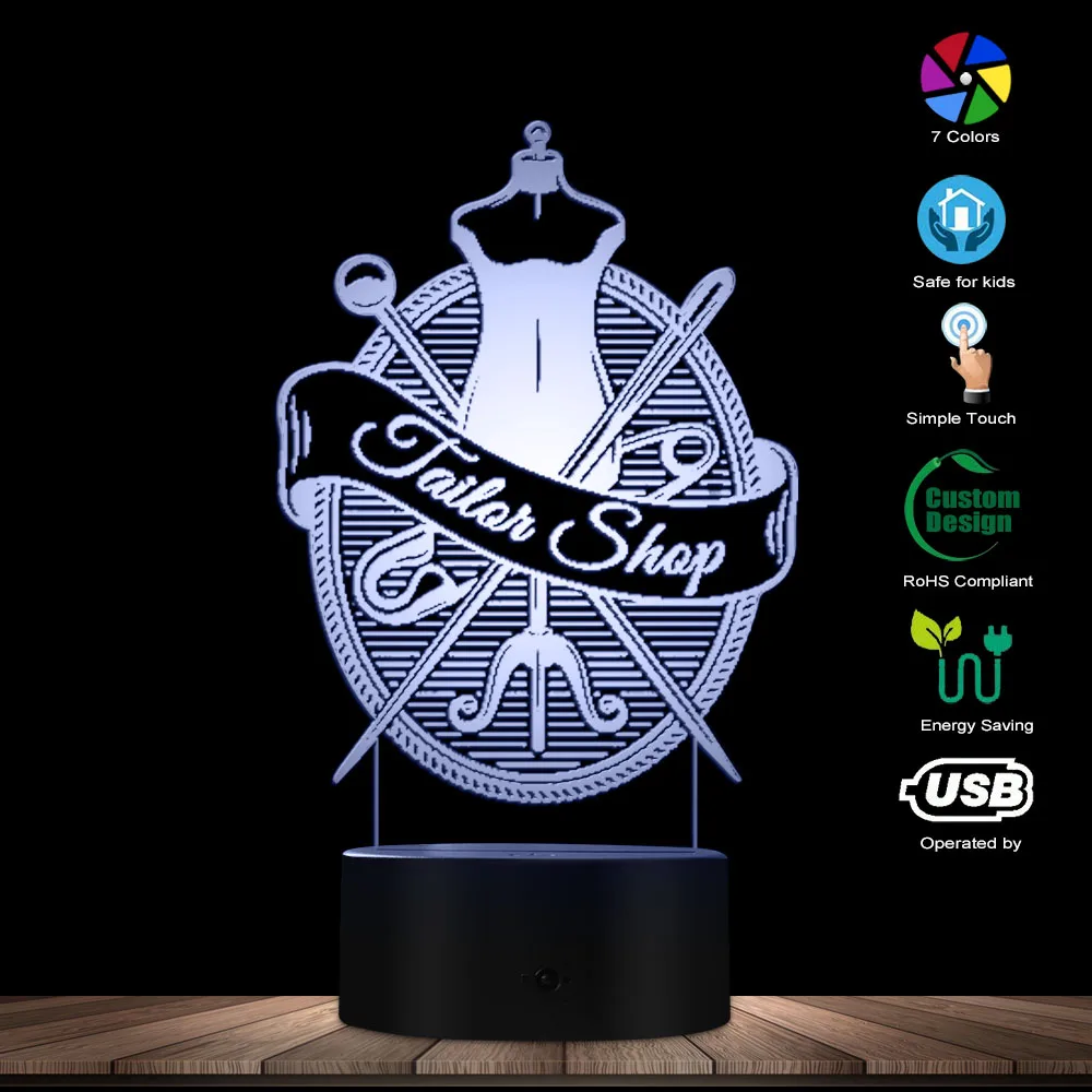 Tailor Shop Designed Visual Lamp Modern LED Night Light Table Lamp Profession Needlework Sewing Clothes Shop Decorative Lighting