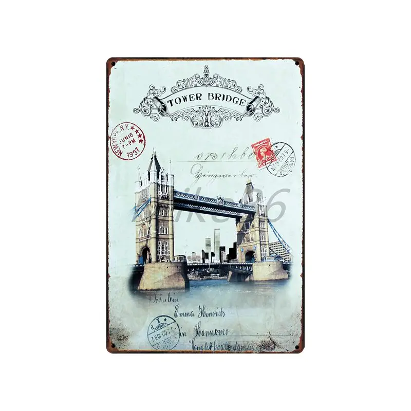 [ Mike86 ] London New York Paris Metal Sign Wall Plaque Custom Poster Personality Classic Iron Painting Decor Art LT-1702