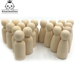 20pcs Men Woman Mixed Plain Blank Natural Wood People Peg Dolls Unpainted Figures Wedding Cake Family   Christmas Gift