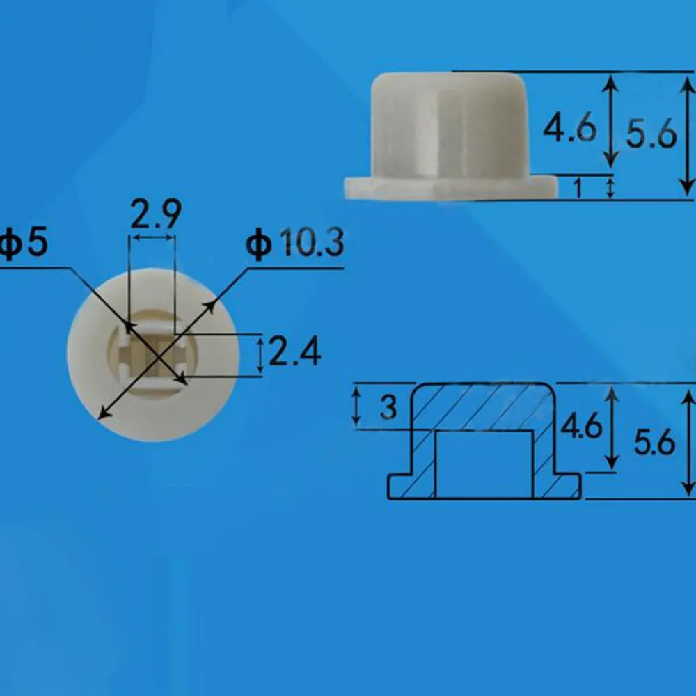 100pcs 5.6*6.9mm Button Cap Push Button Switch Cap Round Switch Cap for 6*6mm Square Tactile Switches