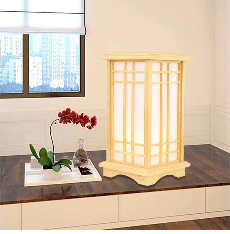 Marmenkina Japanese-style table lamp indoor lamp living room floor wood lamp bedroom den wood paper Desk lamp AC110-240V