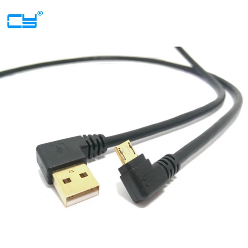 High Quality Gold Plated Plug 15cm Short 90 Degree Left Angle USB A Male To Micro USB Male Right Angle Data Power Cable