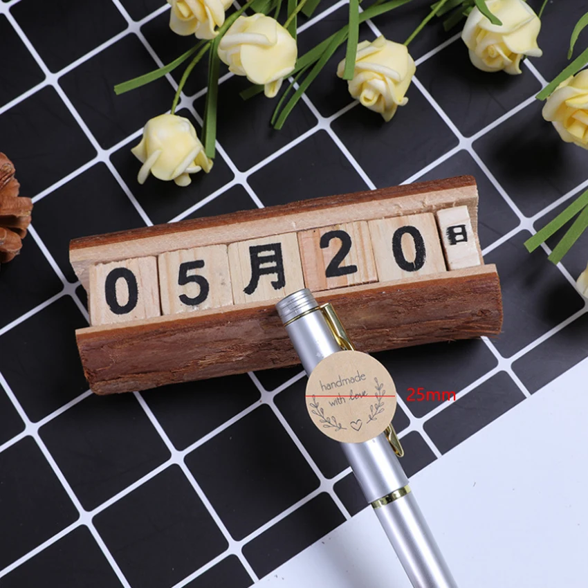 160 Stück/Los, süße Liebes-Girlande, handgefertigt mit Liebe, aus Kraftpapier, weiß, transparent, zum Selbermachen, für Geschenke, Kuchen, Backen, Versiegelung, Aufkleber – Detail 11