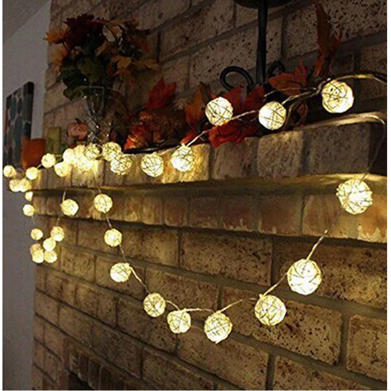 

5M Christmas Led Rattan Balls Fairy String Decorative Lights USB / AA Battery FOR Outdoor Holiday Patio Garland Party Wedding