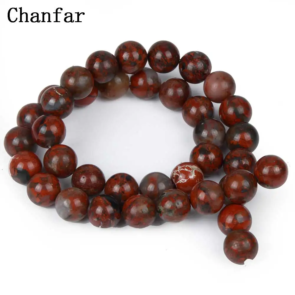 4/6/8/10mm Semi-Precious  Sesame Red Stone Beads Natural Mineral Flower Red stone Beads for Jewelry making bulk order