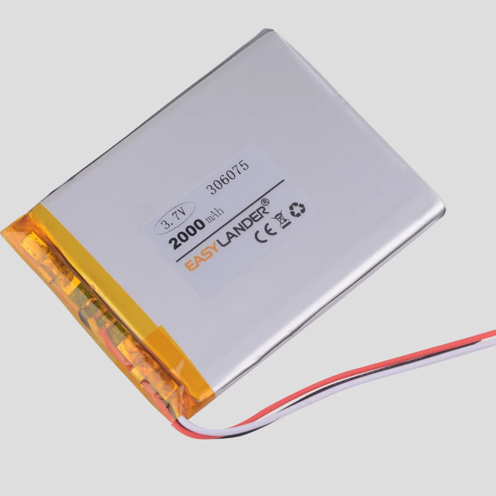 3Lines 306075 3.7V 2000mAh Rechargeable Lithium Li-ion Li Polymer Battery For Tablet PC PocketBook 306075PL 4G-15 / 4K-19 E-book