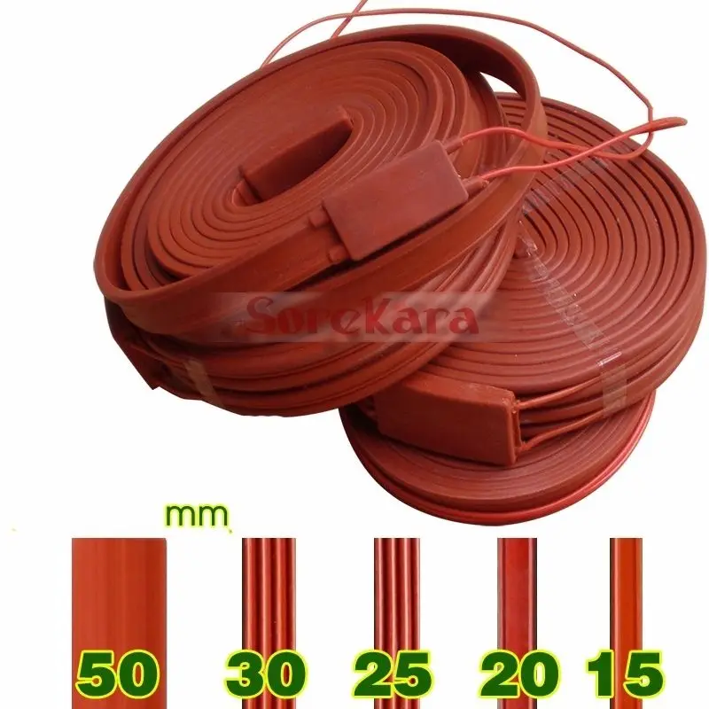 220V AC 25x10000mm 1000W Waterproof Flexible Silicone Rubber Heater Heating Belt Unfreezer for Pipeline Electrical Wires