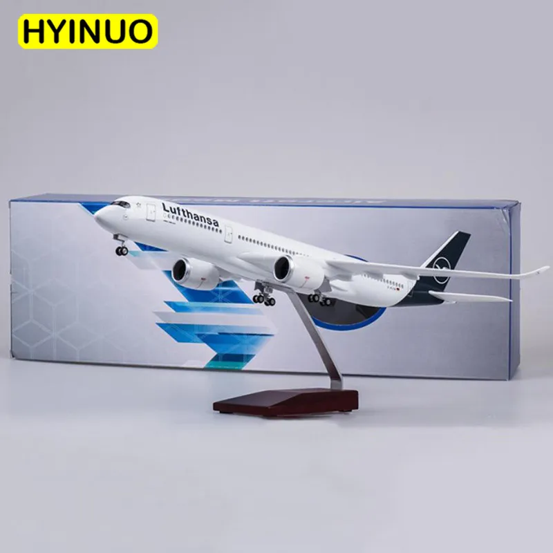 1/142 Scale 47CM Airplane A350 Lufthansa Airline Model W LED Light & Wheel Diecast Plastic Resin Plane For Collection