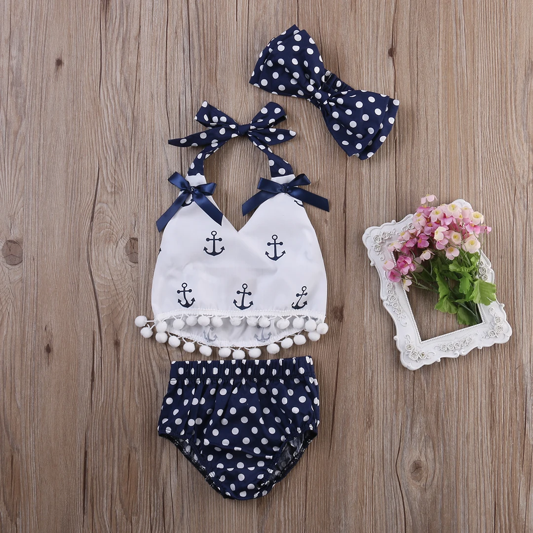 Summer 3Pcs/set Infant Baby Girls Sunsuit 0-24M 2