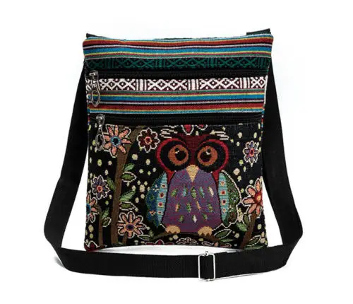 Retro gufo stampa pacchetto diagonale borse a tracolla Organizer da viaggio zaini floreali da donna Mini pacchetto pochette borse a tracolla