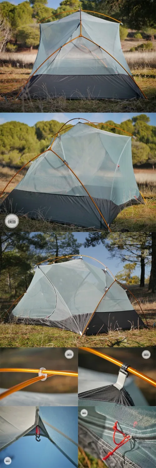 FLAME'S CREED 2 People Backpacking Tent Outdoor Camping 4 Season Winter 15D Tent Double Layer Waterproof Hiking Survival