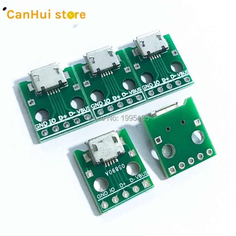 5/10pcs MICRO USB To DIP Adapter 5pin Female Connector B Type PCB Converter Breadboard USB-01 Switch Board SMT Mother Seat