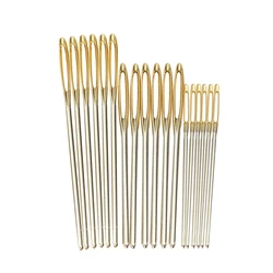 18pcs/Set 7/6/5.2cm 3 Sizes Large Leather Hand Sewing Needles Gold Eye Needle Embroidery Tapestry Home Wool DIY Sewing Needles
