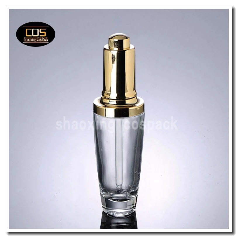 

dropper bottles manufacturers, 50ml e liquid bottles with gold cap dropper, DB40-50ml glass dropper bottles with gold cap