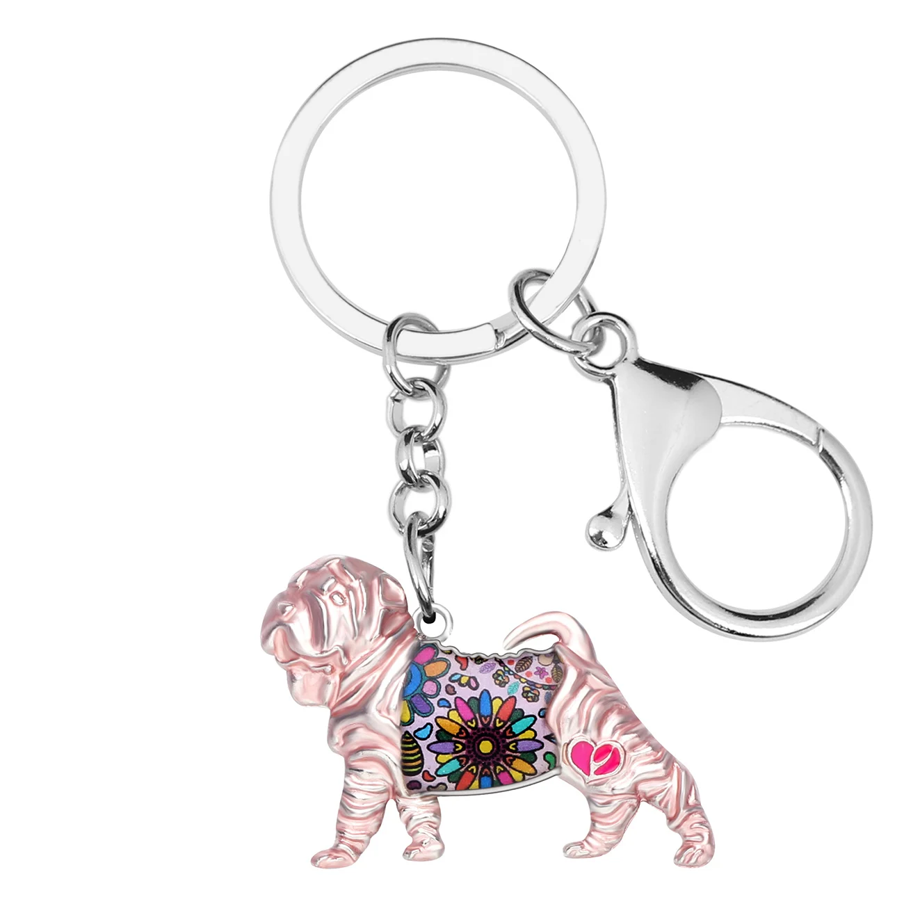 Bonsny Enamel Alloy Chinese SharPei Dog Keychains Key Chains Ring Cute Animal Jewelry For Women Girls Gift Bag Charms Pendant