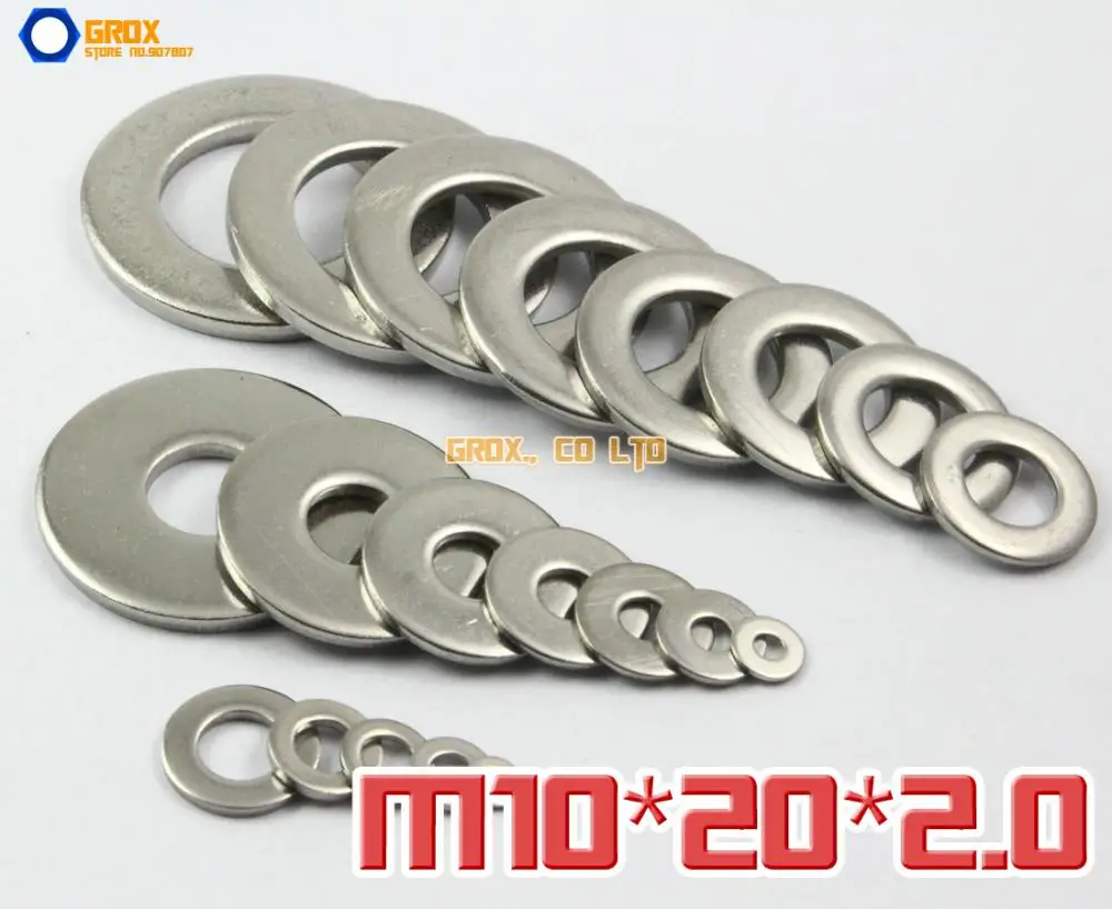 

50 Pieces M10 x 20 x 2.0 Flat Washer 304 (A2-70) Stainless Steel