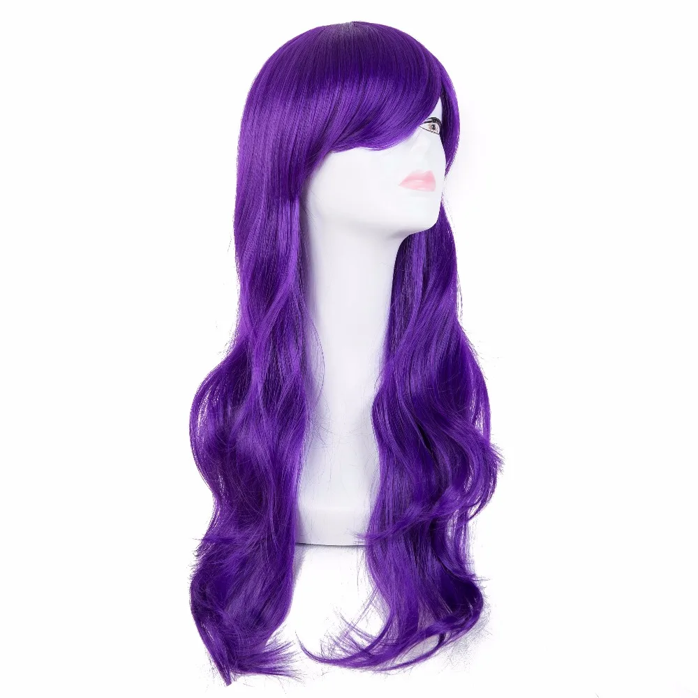 Purple Wig Fei-Show Synthetic Heat Resistant Fiber Long Wavy Hair Perruque Peruca Party Women Hairpiece Salon Female Hairset