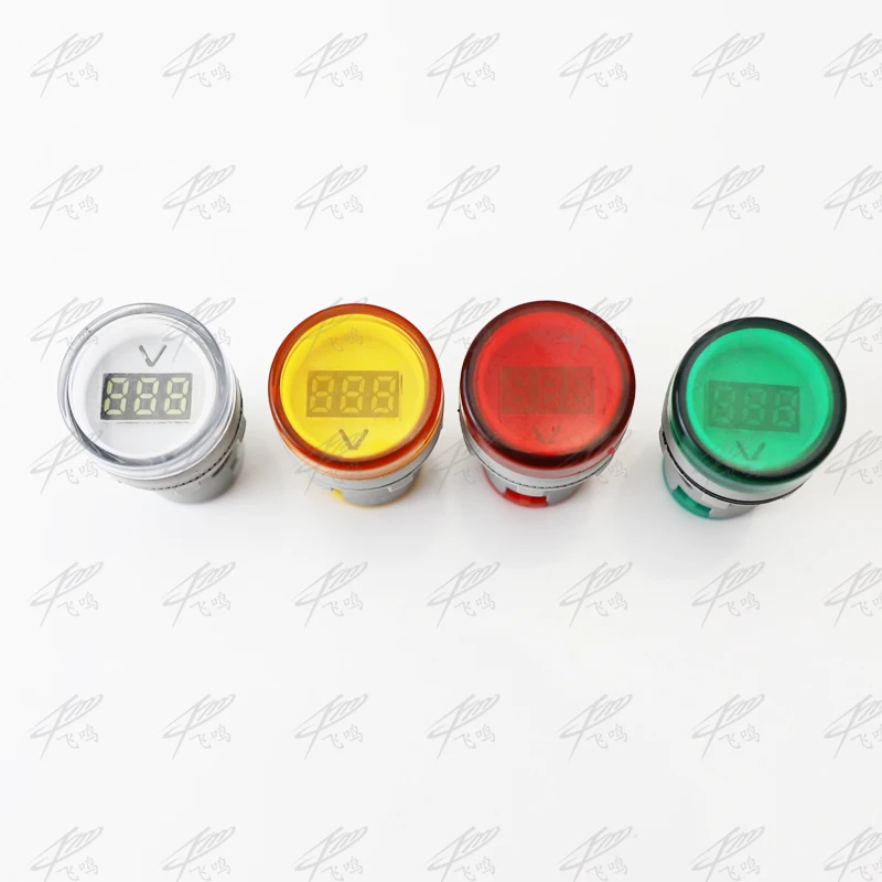22Mm Ac 60-500V Led Voltmeter Voltage Meter Indicator Pilot Light Rood Geel Groen Wit Blauw