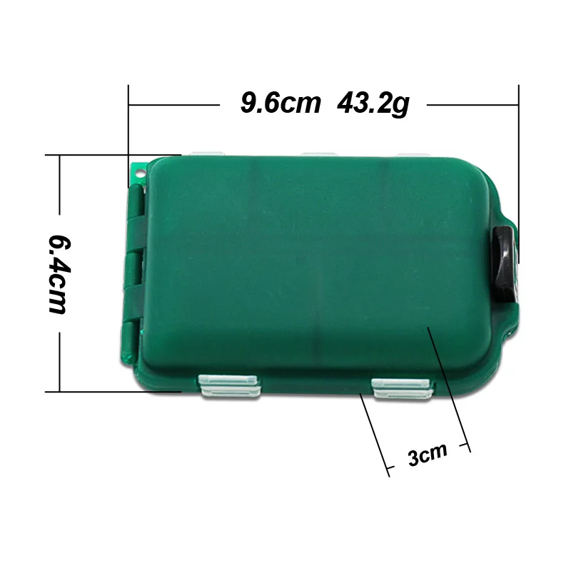 BASSKING 9.6cmx6.4cmx3cm Double Side Fishing Box 10 Compartment Plastic Waterproof Peche Lure Bait Hook Case Fishing Accessories