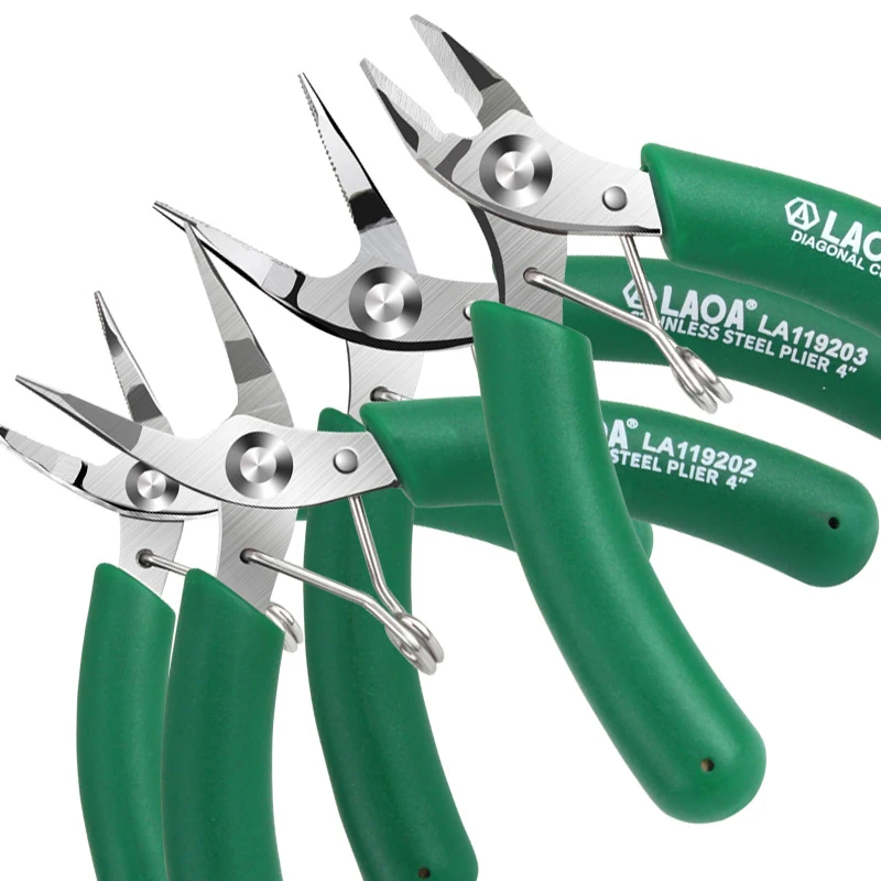 LAOA Mini Side Cutter 3.5 Inch Stainless Long Nose Nippers Small Cutting Electronic Scissors Diagonal Pliers Wire Cutter