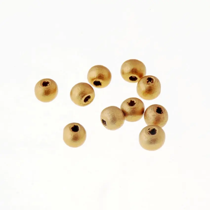 50pcs 10x9mm Gold Color Round Wooden Beads Wood Findings DIY Crafts Kids Toys Spacer Beading Bead Jewelry Making DIY