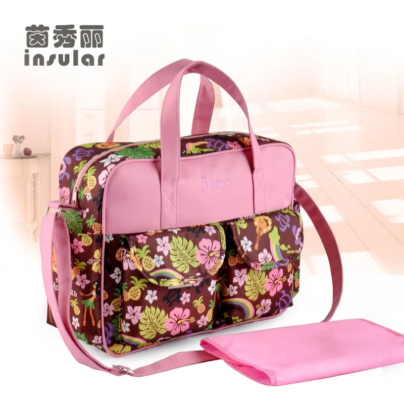 Hot Sale Fashion Large Capacity Baby Diaper Bag  Stylish Fresh Mommy Bag Waterproof Nylon Baby Bag