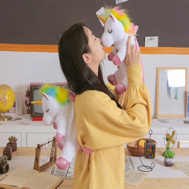 1Pcs Kawaii Cartoon Unicorn Plush Toy Shoulder Bag Shoulder Bag Furry Toy Backpack Kids Holiday Gift Christmas Gifts