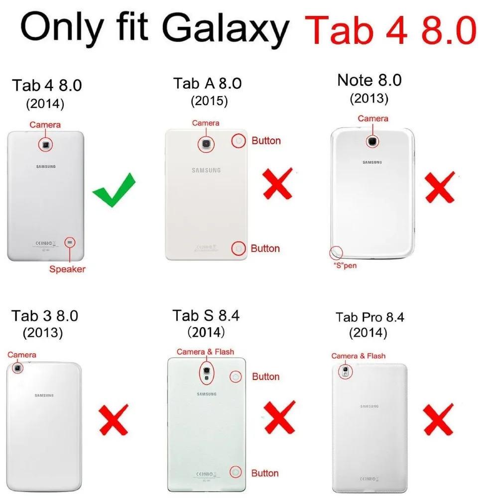 For Samsung Galaxy Tab 4 8.0 Tablet Case, Ultra Slim Cover for Samsung SM-T330 T331c Closure Protective Cases