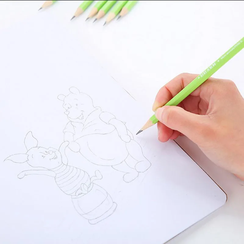 12pcs/Lot Cute Cartoon Animal Rabbit Frog HB Pencil With Eraser School Supplies Kids Writing Pen Kawaii Bear Painting Pencil