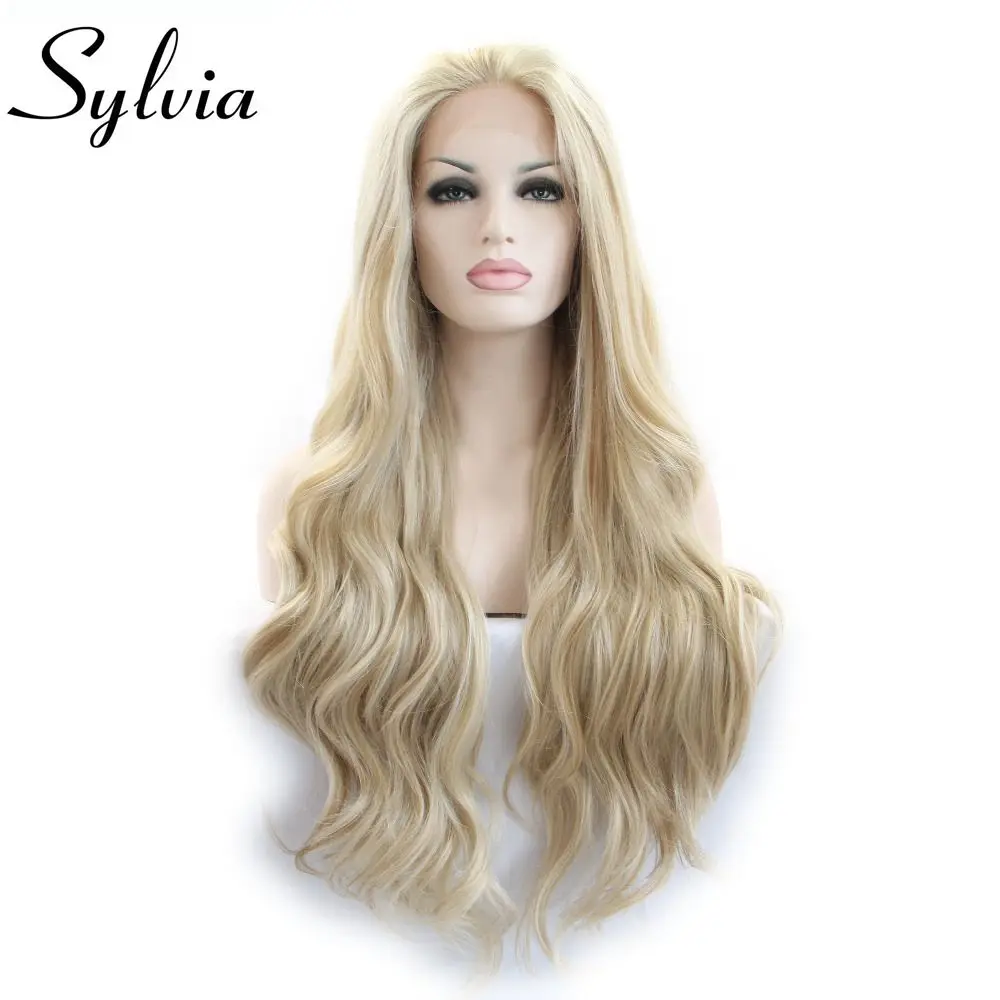 

Sylvia Mixed Color Blonde Natural Wave Wig Synthetic Lace Front Wig Glueless Heat Resistant Fiber Hair