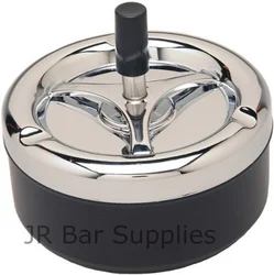 Free Shipping Round Push Down Spinning Metal Ashtray with Cigarette Cigar Smoking Smoke Ash Tray - Black