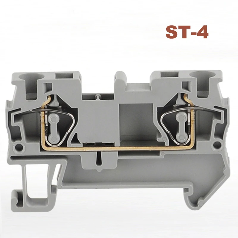 1/5Pcs Spring Terminal Block Connector ST-4 Din Rail Morsettiera Screwless Wire Cable Connector Copper Bornier 30A 2.5mm2