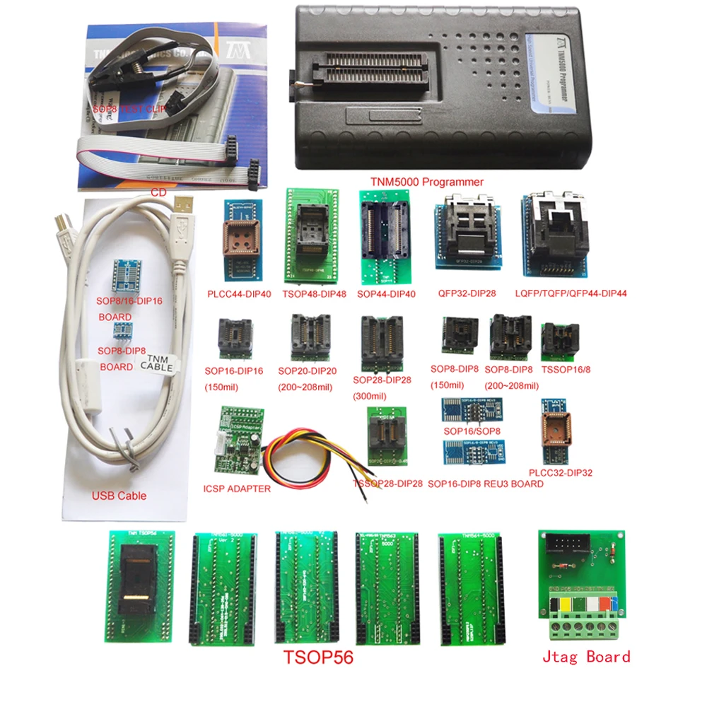 

TNM5000 USB Nand Flash Programmer recorder+20pc adapters,support secured (locked) RL78 chip reading,for all emmc by auto detect