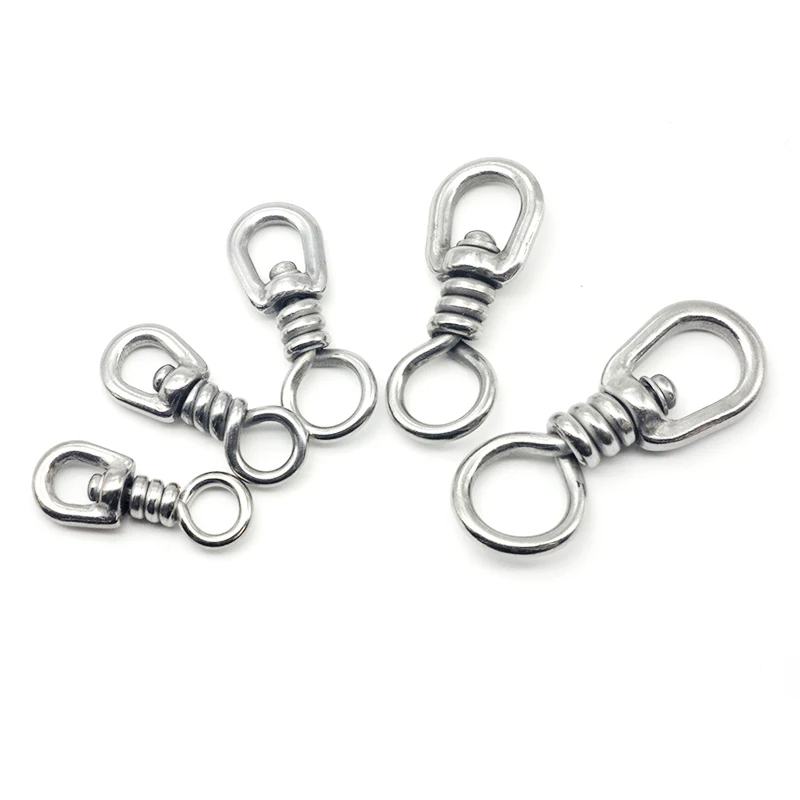 

6Pcs Stainless steel hook Multifunction Swivel Eye Snap Hook 8-type Strong Swivel Ring fishhook Fittings Accessories for outdoor