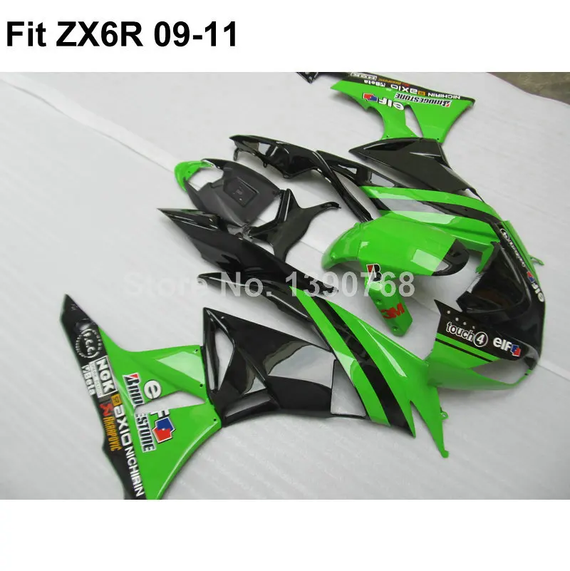 aftermarket body parts  fairings for Kawasaki Ninja 636 ZX6R 09 10 11 green black  fairing kit  ZX-6R 2009 2010 2011  VI31