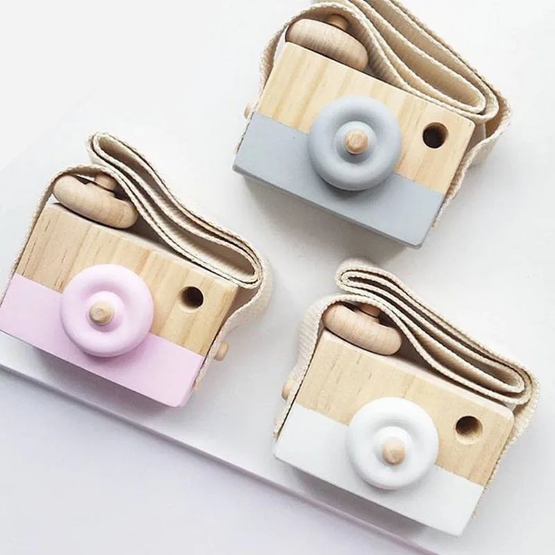 Wooden Camera Vintage Home Decoration Toy Baby Kids Hanging Camera Photography Prop Children Educational Toy Christmas Gifts