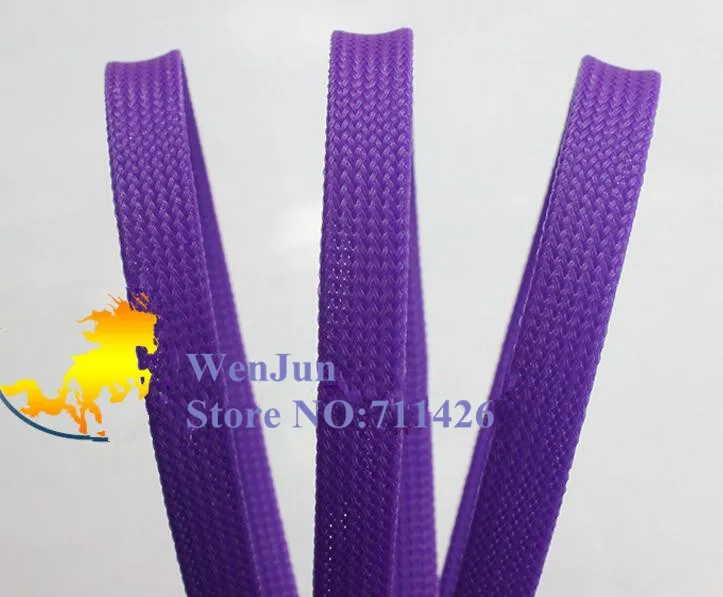 10mm PET Expandable Snakeskin network wire weaving mesh Braided Sleeving for Power cable---Purple Color