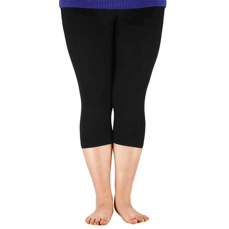 Plus Size Nữ Giữa Bắp Chân Quần Legging Sợi Tre Capri Legging Cao Co Giãn Quần Legging Quần Tập Luyện Cao Cấp Cơ Bản quần Legging