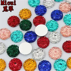 Micui 100pcs 10mm Round Resin Rhinestone Crystal Stone Rhinestone Applique Flatback For DIY Wedding Crafts Decoration MC695