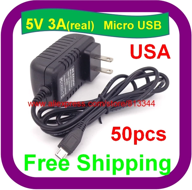 50 Pcs Raspberry PI 3 Power Adapter for BPI-M1,BPI-M1+,BPI-R1 Banana PI 5V 3A Micro USB power charger