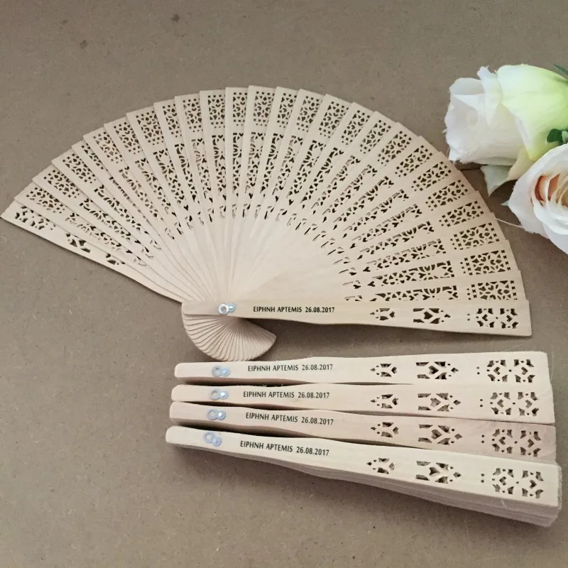 Free Shipping 100pcs fragrance wood fan Chinese style wedding fan with bride & groom's name & wedding date personalized ni181