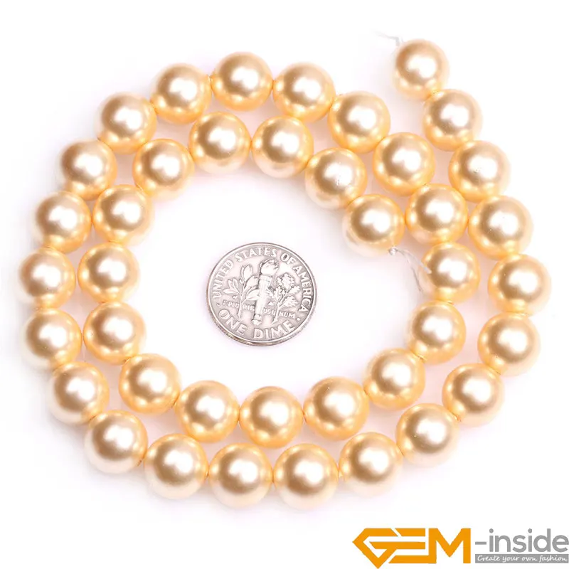 10mm Round Pearl Shell Beads Readl Shell Pearl Beads For Women Necklace Or Bracelet Making Strand 15\