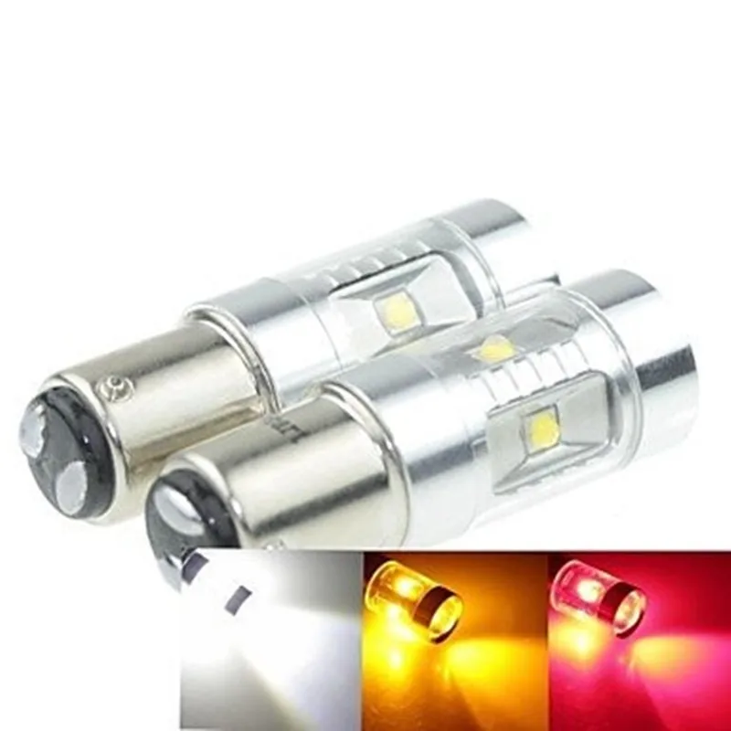 2Pcs BAY15D 1157 Ba15d G18 P21 30W 6xCREE Chips Cold White Yellow/amber Red 600LM for Car Brake Light Turn Singal Light DC12V