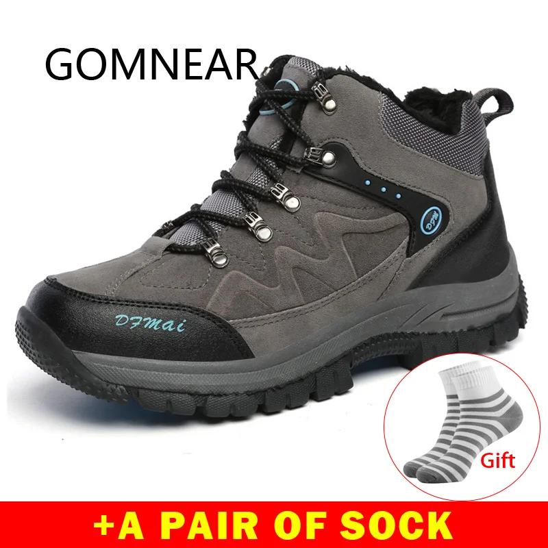 

GOMNEAR Outdoor Waterproof Hiking Boots Men Snow Breathable Hiking Shoes Woman Winter Sneakers Trekking Shoes Mountain Climbing