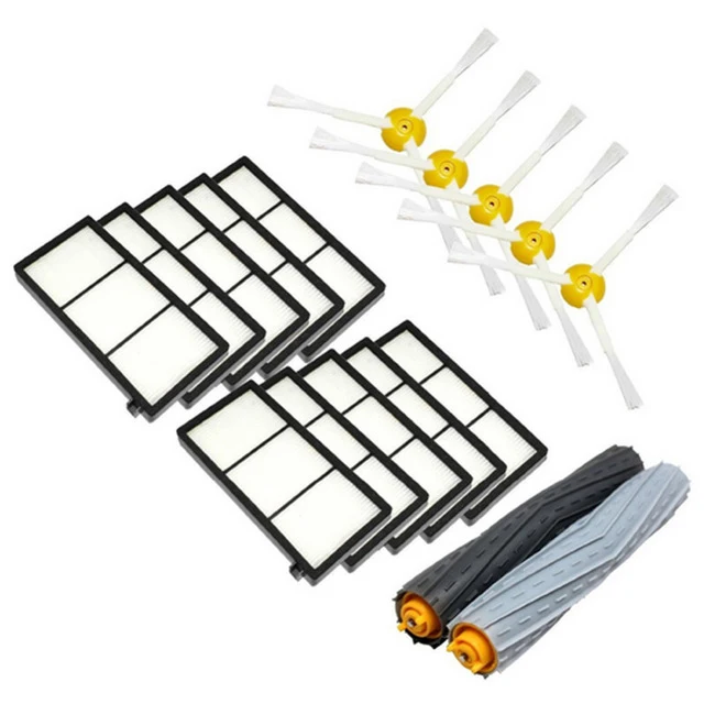 Good 1 ชุดแปรง + ตัวกรองHEPA 10 + 5 แปรงด้านข้างสำหรับiRobot Roomba 800 900 Series 870 880 980