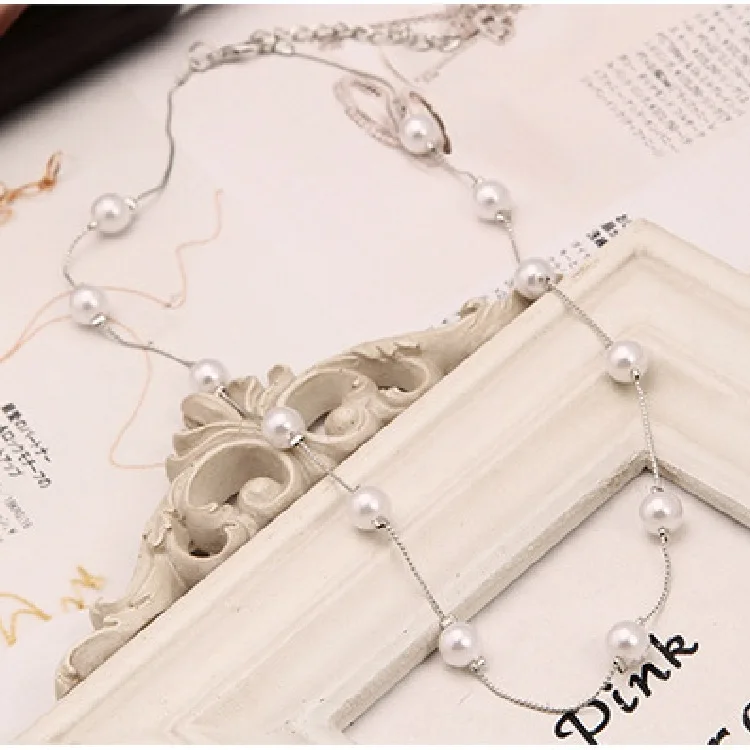 Korean Fashion Wild Lady More Than Imitation Pearl Jewelry Necklace Pendant, Birthday Gift Necklace  Cultured-pearl-necklace