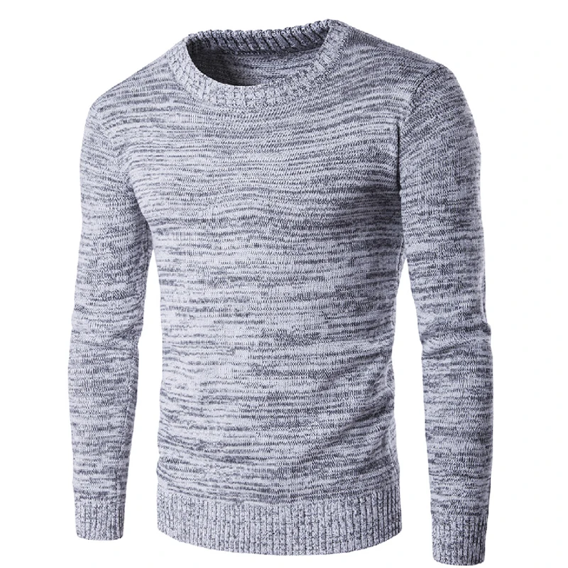 New 2018 Men\'s Knitting Pullovers Sweater Casual Long Sleeve O-Neck Sweater Wool Slim Plus Size Gray Men Pullovers Sweater 2XL