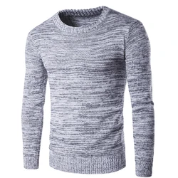 New 2018 Men's Knitting Pullovers Sweater Casual Long Sleeve O-Neck Sweater Wool Slim Plus Size Gray Men Pullovers Sweater 2XL