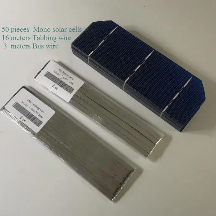 ALLMEJORES 50pcs monocrystalline Solar cell 0.5V 1.6W/pcs with enough solar tabbing wire kits DIY solar panel battery charger