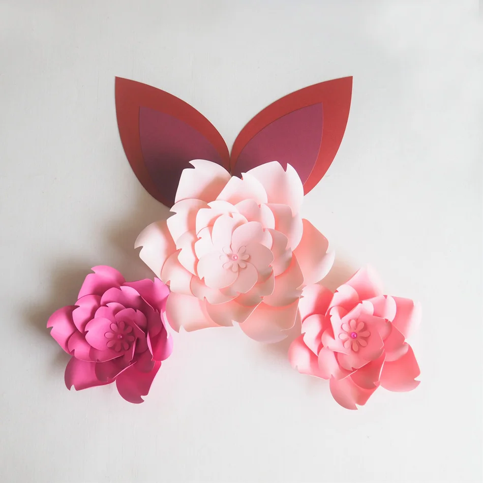 DIY Large Giant Paper Flowers Rose Fleurs Backdrops 3pcs + 2 Ears For Wedding Decorations Nursery Kids' Birthday Video